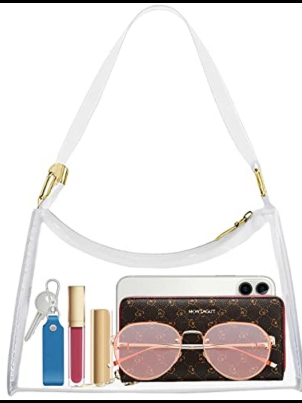 Stadium Approved Clear Crossbody Purse PVC See Through Concert Bag